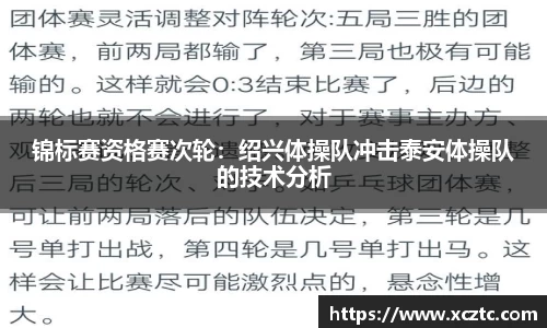 锦标赛资格赛次轮：绍兴体操队冲击泰安体操队的技术分析